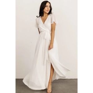 Baltic Born Kristina Maxi Dress White Faux Wrap Women's Size XL